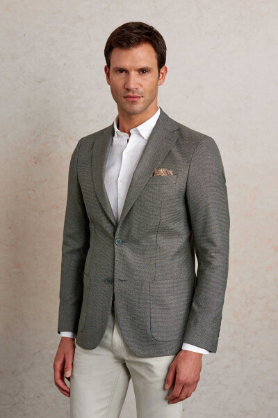 Yeşil Slim Fit Mono Yaka Klasik Ceket - 3