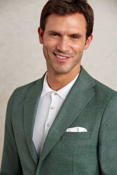 Yeşil Slim Fit Mono Yaka Klasik Ceket - 6