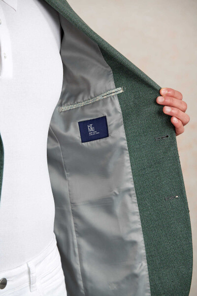 Yeşil Slim Fit Mono Yaka Klasik Ceket - 7