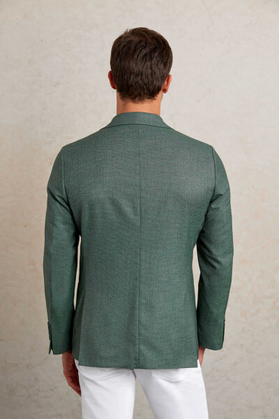 Yeşil Slim Fit Mono Yaka Klasik Ceket - 8