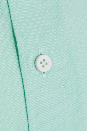 Yeşil Slim Fit Düz 100% Pamuk Düğmeli Yaka Uzun Kollu Casual Gömlek - Thumbnail