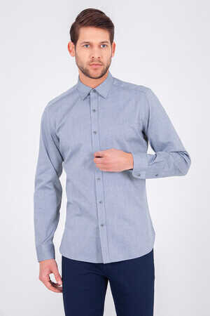 Yeşil Slim Fit 100% Pamuk Uzun Kol Oxford Gömlek - 4