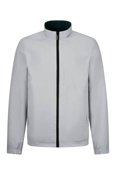 Yeşil - Bej Slim Fit Hakim Yaka Çift Taraflı Mevsimlik Spor Mont - 3