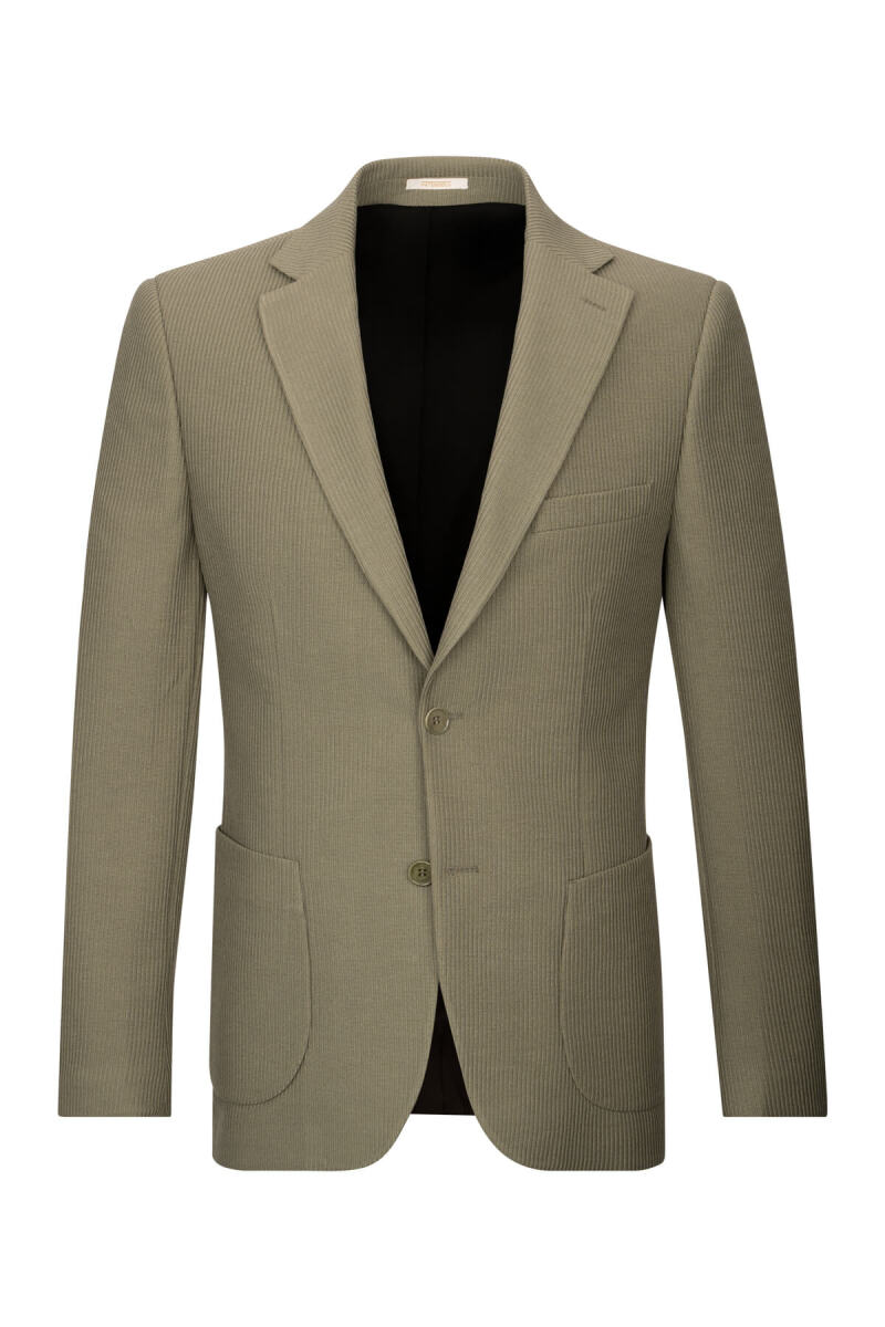 Yeşil Slim Fit Mono Yaka Klasik Ceket