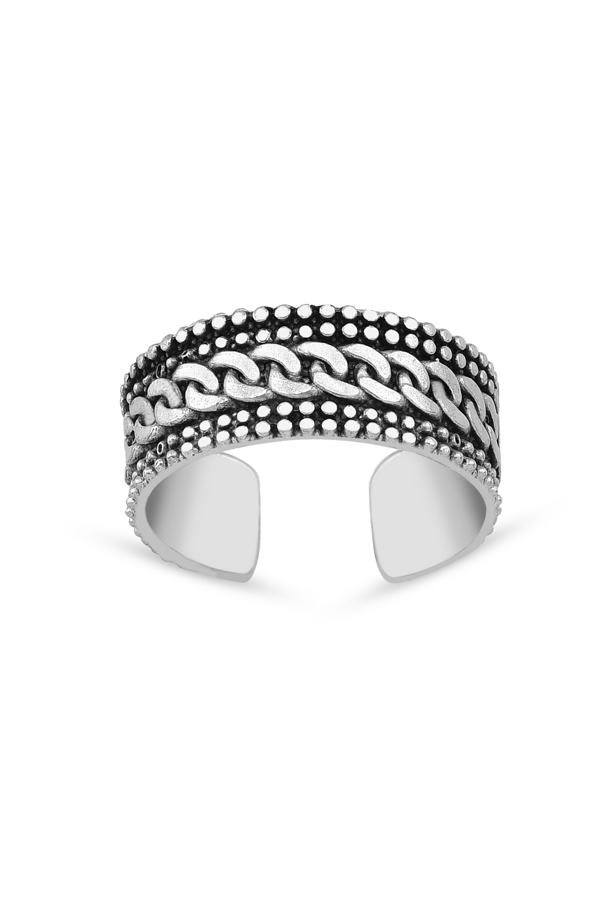 Zincir Desenli Ayarlanabilir Erkek Yüzük - 1